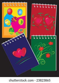 A set of four notebooks. Vector illustration