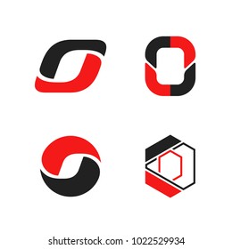 Set of four O letter logos. Isolated on white background. Vector illustration, eps 10.