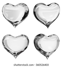 Set of four opaque hearts in gray colors