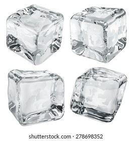 Conjunto de cuatro cubos de hielo opaco en colores grises