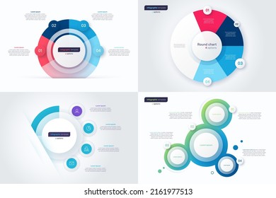 Set of four option circle infographic design templates. Vector illustration.