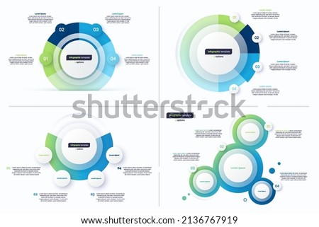Set of four option circle infographic design templates. Vector illustration.