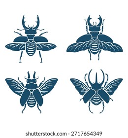 Set of four ornamental beetle illustrations