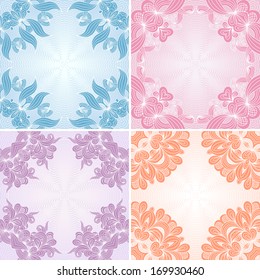 Set of four ornamental geometric lace patterns in vintage style