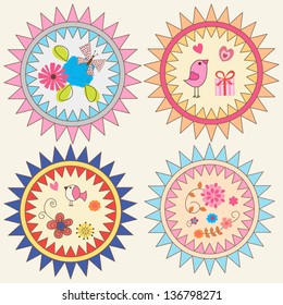 Set of four ornamental round background for design