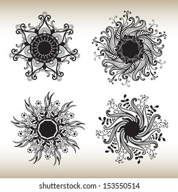 Set of four Ornamental round lace pattern