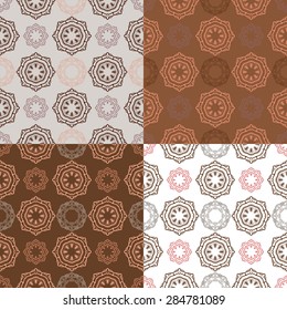 Set of four ornamental seamless pattern.Indian,Arabic,Islam motifs.Vintage design elements.Seamless pattern can be used for wallpaper,pattern fills,cards,invitations,web page background,textures.