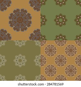 Set of four ornamental seamless pattern.Indian,Arabic,Islam motifs.Vintage design elements.Seamless pattern can be used for wallpaper,pattern fills,cards,invitations,web page background,textures.