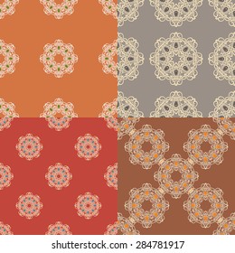 Set of four ornamental seamless pattern.Indian,Arabic,Islam motifs.Vintage design elements.Seamless pattern can be used for wallpaper,pattern fills,cards,invitations,web page background,textures.