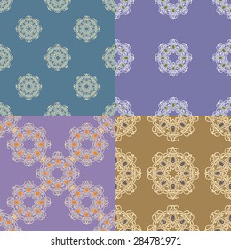Set of four ornamental seamless pattern.Indian,Arabic,Islam motifs.Vintage design elements.Seamless pattern can be used for wallpaper,pattern fills,cards,invitations,web page background,textures.