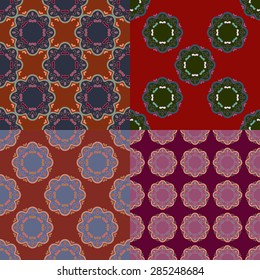 Set of four ornamental seamless pattern.Indian,Arabic,Islam motifs.Vintage design elements.Seamless pattern can be used for wallpaper,pattern fills,cards,invitations,web page background,textures.