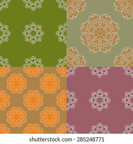 Set of four ornamental seamless pattern.Indian,Arabic,Islam motifs.Vintage design elements.Seamless pattern can be used for wallpaper,pattern fills,cards,invitations,web page background,textures.