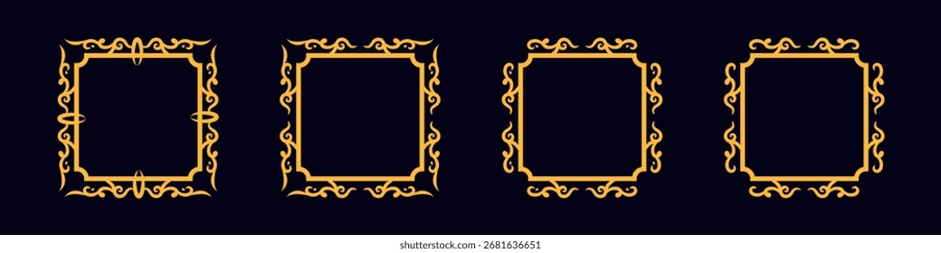 Set of four ornate vintage frames, perfect for adding a classic touch to any artwork or design.