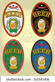 set of four oval vector labels for beer