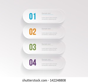 Set of four paper banners with shadows for infographics, business design, step presentation, progress design, number options or workflow layout. Clean and modern style