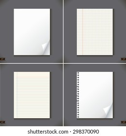 Set of four paper sheet with place for your text.Vector illustration