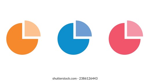 Set of four parts of circle. Pie chart with four same size sectors. Circle quarter. Mathematics resources for teachers and students. Vector illustration isolated on white background.