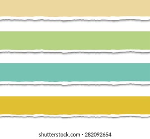 Set of four pastel Torn paper pieces banners. Paper with ripped edges. Design elements. Vector EPS10 illustration. 