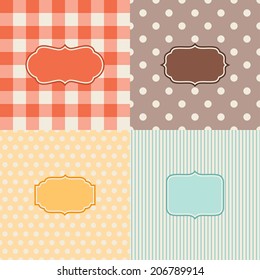 Set of four patterned backgrounds with frames.