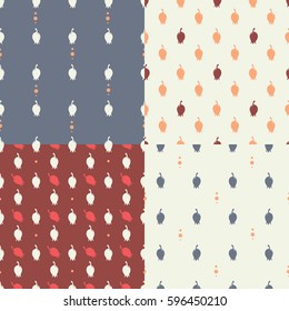 Set of four patterns with flower bells silhouettes.
