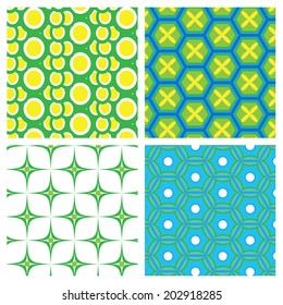 Set of four patterns. Vintage geometric ornaments. Vector Illustration.