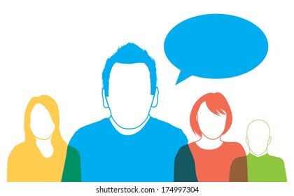a set of four people silhouettes