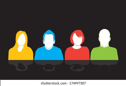 a set of four people silhouettes