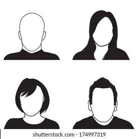 a set of four people silhouettes