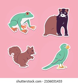 set of four pets over pink