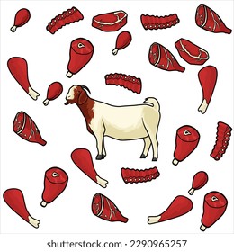 set four pieces meat goat vector