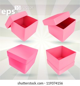 Set of four pink gift boxes, eps10 vector icon clip art illustration emblem