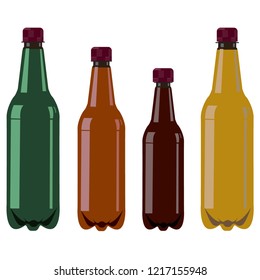 Set of four plastic bottles with brown covers
