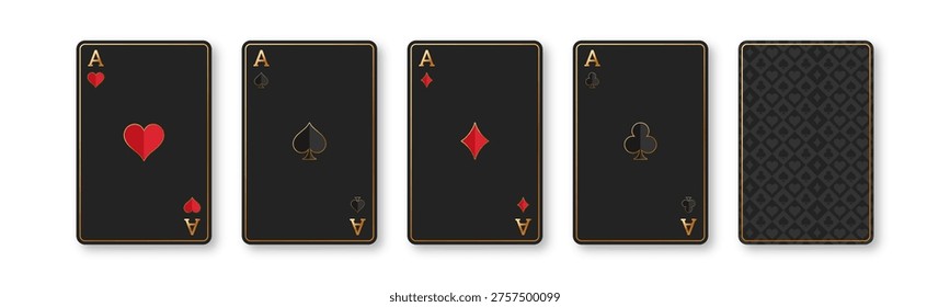 Set of four playing card icons and their backgrounds. Vector illustration.