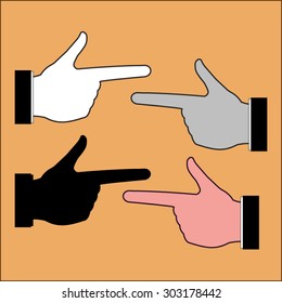 Set of  four pointing fingers.