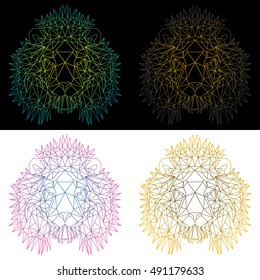 Set of four polygonal lions.Nice vector illustration
