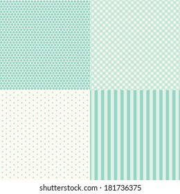 Set of four popular primitive retro backgrounds in shabby chic style