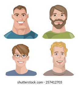 Set of four portraits. Male characters. 