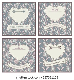 set of four postcards for St Valentine Day