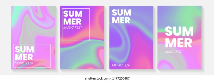 Set of four posters with pastel, vivid, abstract and colorful psychedelic background vector illustration. Colors of the year. Copy text. Business concept. 