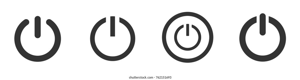 Set of four power icons in simple style. Greate to use in web, mobile application, or other app. Vector illustration of isolated design elements.