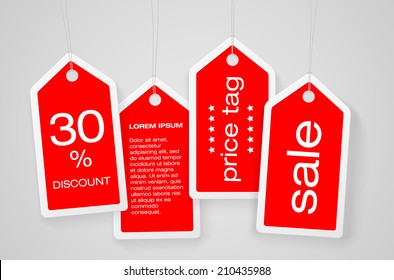 Set of four price tags with sample text - vector illustration