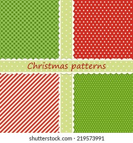 Set of four primitive Christmas patterns in shabby chic style