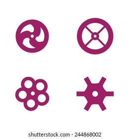 Set of four purple different valve icons