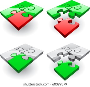 Set of four puzzles collected from different