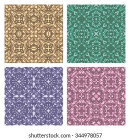 Set of four quadrate seamless oriental carpet backgrounds