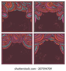 Set of four quaint oriental vector backgrounds
