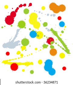 set of four rainbow-colored ink splats