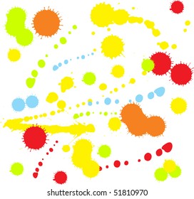 set of four rainbow-colored ink splats