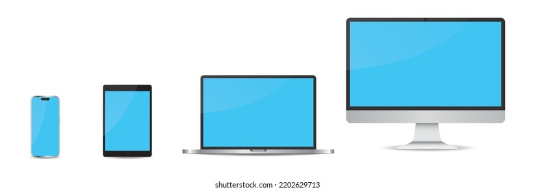 Set of four realistic devices mockup