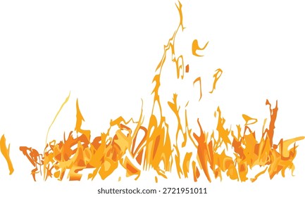Satz von vier realistischen Vektorgrafiken zum Brennen von Feuer auf weißem Hintergrund